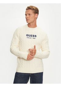 Guess Sweter M4BR11 Z3HA2 Beżowy Regular Fit. Kolor: beżowy. Materiał: syntetyk