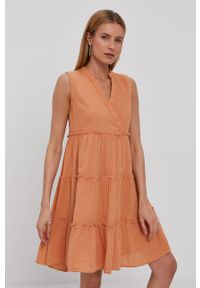Y.A.S Sukienka kolor brązowy mini rozkloszowana. Kolor: pomarańczowy. Materiał: tkanina, bawełna. Wzór: gładki. Typ sukienki: rozkloszowane. Długość: mini #5