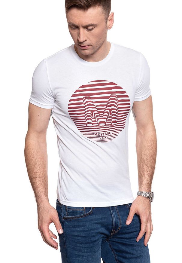 Mustang - T-SHIRT MĘSKI MUSTANG AARON C PRINT 1009953 2045. Wzór: nadruk