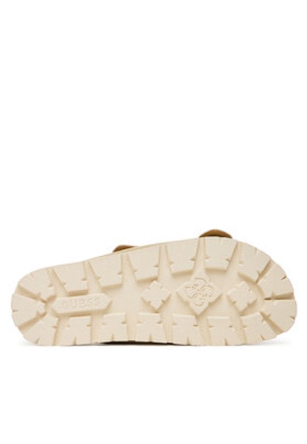 Guess Klapki FLTFST SUE03 Beżowy. Kolor: beżowy. Materiał: zamsz, skóra