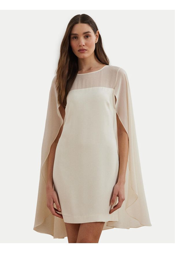 Lauren Ralph Lauren - LAUREN RALPH LAUREN Sukienka koktajlowa 253963771001 Écru Regular Fit. Kolor: kremowy. Materiał: syntetyk. Styl: wizytowy