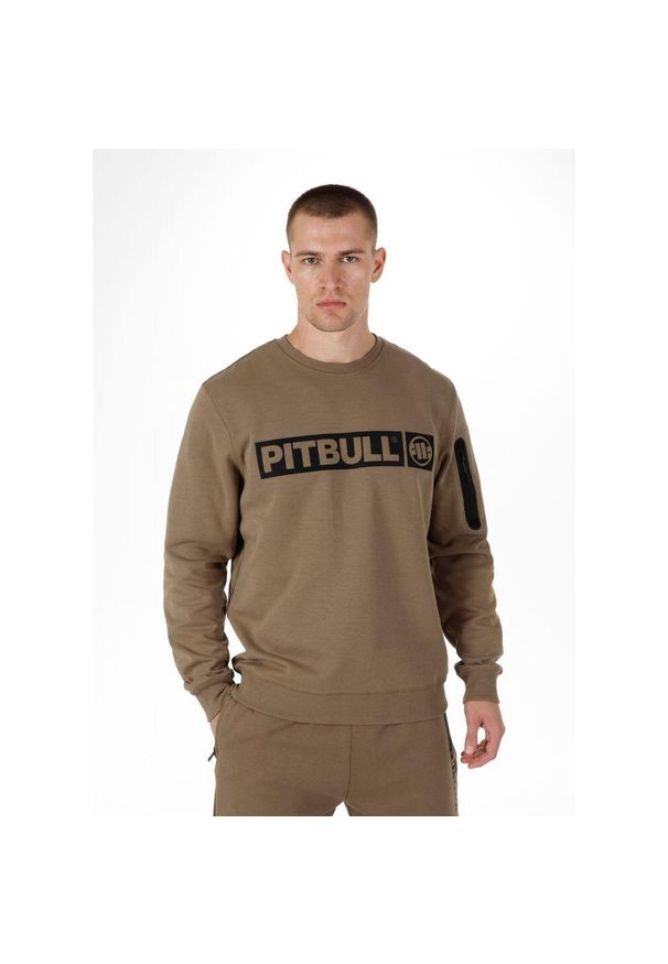 PITBULL - Bluza sportowa męska Pitbull West Coast Beyer Crewneck. Kolor: brązowy