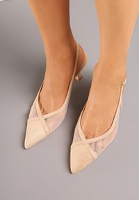 Renee - Beżowe Przezroczyste Sandały Vices na Kaczuszce Typu Slingback Atilessa. Zapięcie: sprzączka. Kolor: beżowy. Materiał: jeans. Sezon: lato. Obcas: na szpilce. Styl: klasyczny, elegancki, wizytowy #3