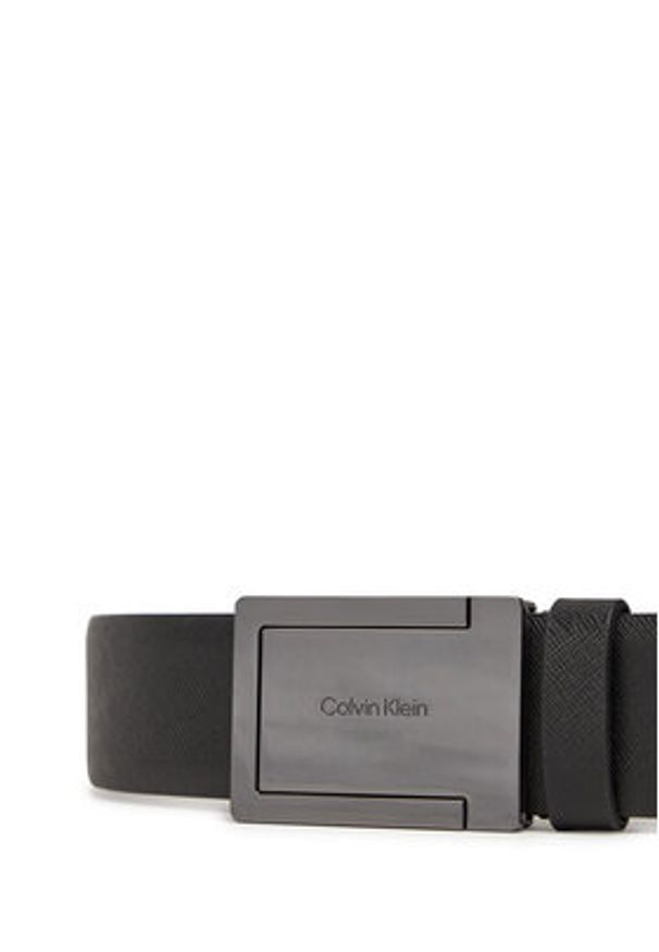 Calvin Klein Pasek Męski Formal Plaque Tex 35Mm K50K512843 Czarny. Kolor: czarny. Materiał: skóra