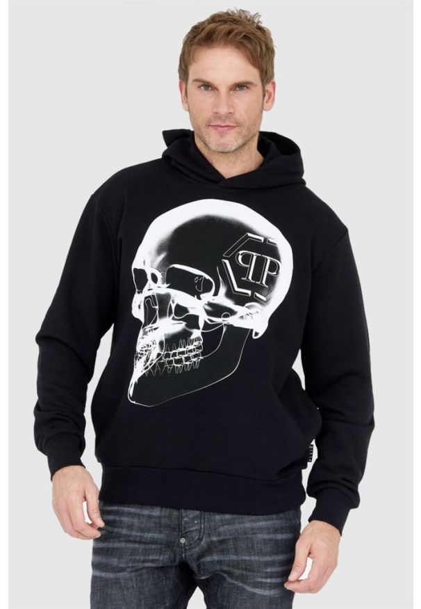 Philipp Plein - PHILIPP PLEIN Czarna bluza męska z kapturem x-ray skull. Typ kołnierza: kaptur. Kolor: czarny