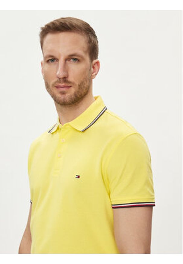 TOMMY HILFIGER - Tommy Hilfiger Polo 1985 MW0MW30750 Żółty Slim Fit. Typ kołnierza: polo. Kolor: żółty. Materiał: bawełna