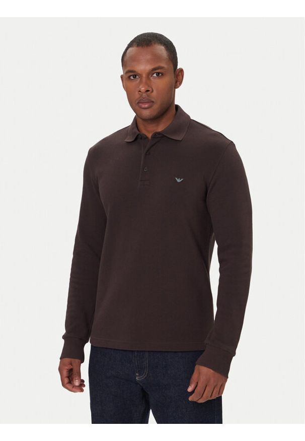 Emporio Armani Underwear Polo EM002200 AF14982 U6031 Brązowy Regular Fit. Typ kołnierza: polo. Kolor: brązowy. Materiał: bawełna