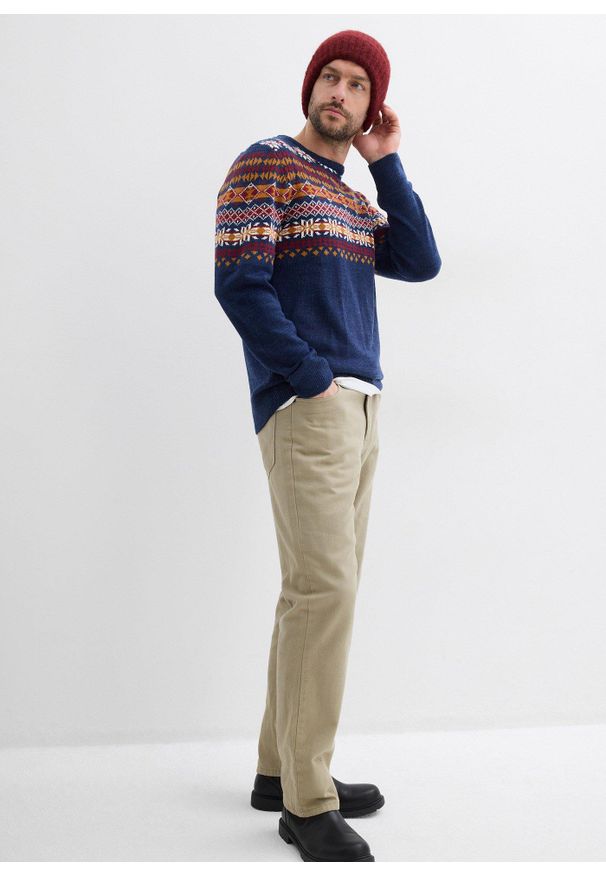 bonprix - Sweter w norweski wzór. Kolor: niebieski