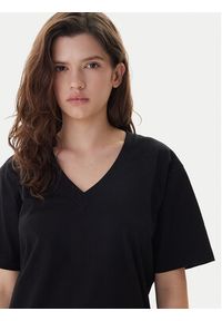 Karl Lagerfeld - KARL LAGERFELD T-Shirt B1W17031 Czarny Relaxed Fit. Typ kołnierza: dekolt w karo. Kolor: czarny. Materiał: bawełna #5