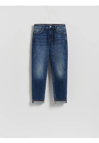 Reserved - Jeansy Boyfriend - granatowy. Kolor: niebieski #1