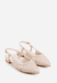 Born2be - Beżowe Sandały na Płaskiej Podeszwie Ozdobione Wycięciami Auraly. Okazja: na co dzień. Zapięcie: sprzączka. Kolor: beżowy. Wzór: aplikacja. Obcas: na płaskiej podeszwie. Styl: casual, elegancki #7