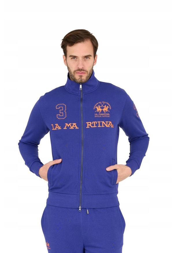 La Martina - LA MARTINA Fioletowa bluza męska na zamek, Rozmiar XL. Kolor: fioletowy