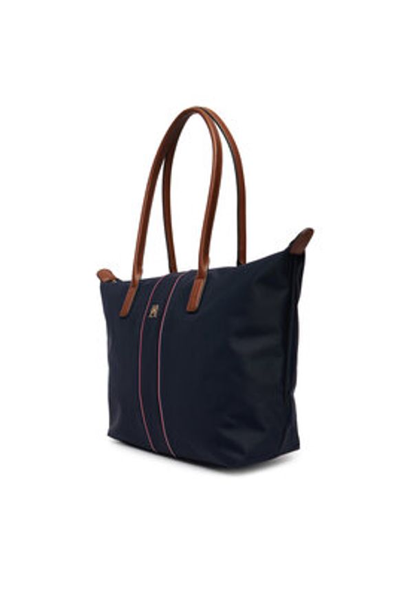 TOMMY HILFIGER - Tommy Hilfiger Torebka Popette Tote Corp AW0AW17706 Granatowy. Kolor: niebieski