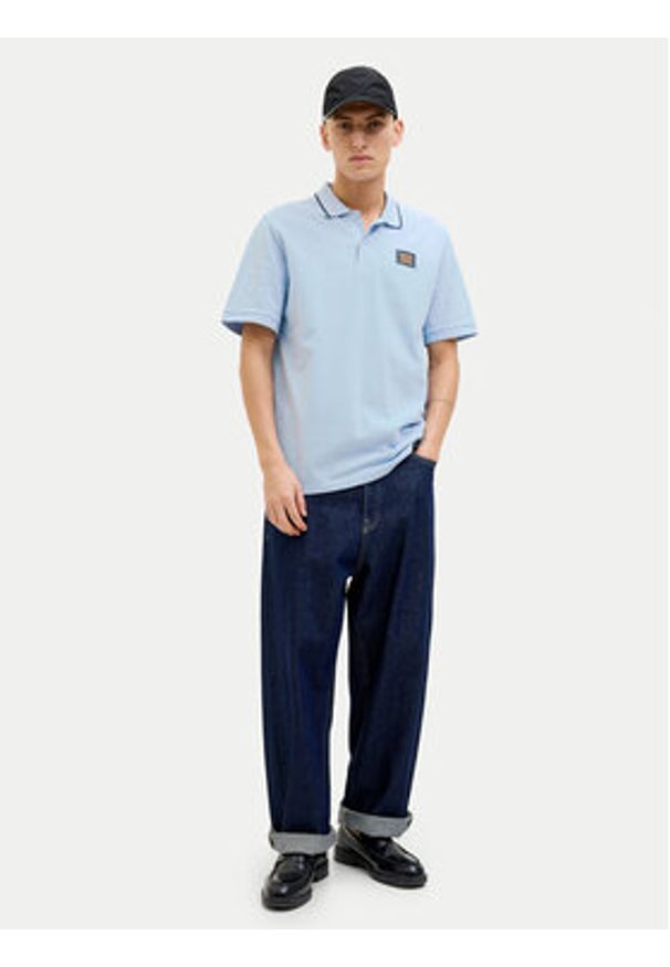 Jack & Jones Polo Hudson 12269238 Błękitny Regular Fit. Typ kołnierza: polo. Kolor: niebieski. Materiał: bawełna