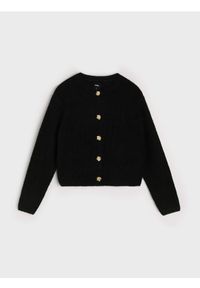 Sinsay - Prążkowany sweter z ozdobnymi guzikami - czarny. Kolor: czarny. Materiał: prążkowany #1