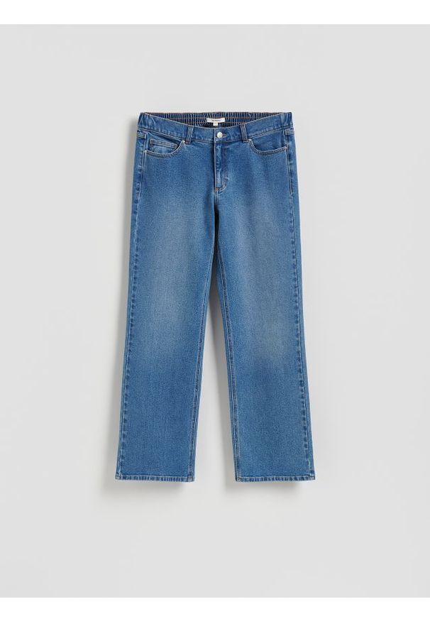Reserved - Jeansy wide leg - niebieski. Kolor: niebieski. Materiał: jeans