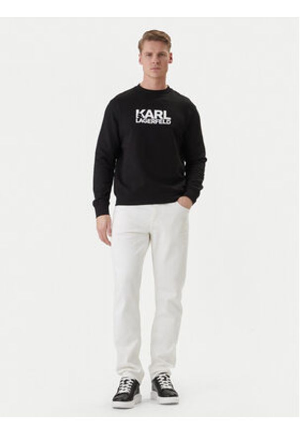 Karl Lagerfeld - KARL LAGERFELD Bluza 705780 500917 Czarny Regular Fit. Typ kołnierza: dekolt w karo. Kolor: czarny. Materiał: bawełna