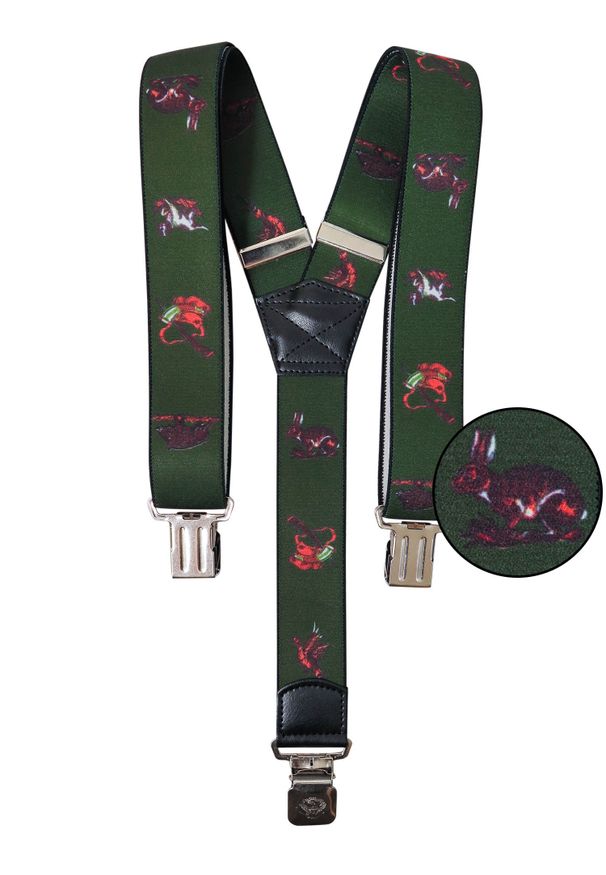 Modini - Szelki z motywem myśliwskim T7. Materiał: skóra, guma