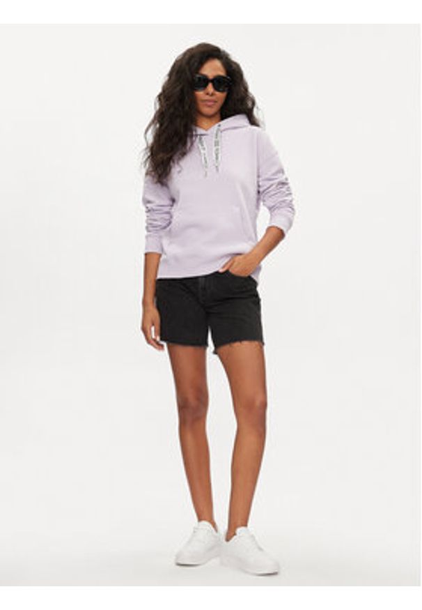 Tommy Jeans Bluza Logo Drawcord DW0DW17794 Fioletowy Boxy Fit. Kolor: fioletowy. Materiał: bawełna