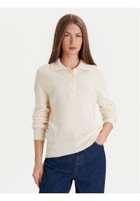 Lacoste Sweter AF4010 Écru Regular Fit. Materiał: wełna