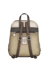Plecak damski Anekke, z dekoracyjnym nadrukiem i metalowym logo zapinany na zamek z wygodną rączką regulowanymi szelkami oraz ozdobnym brelokiem, beż. Kolor: beżowy. Wzór: nadruk. Styl: casual, elegancki, klasyczny #10
