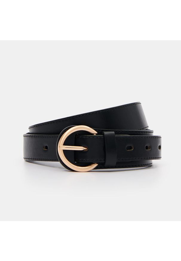 Mohito - Pasek z okrągłą klamrą - Czarny. Kolor: czarny