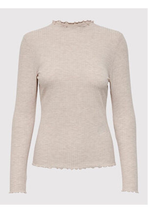 only - ONLY Bluzka Emma 15180040 Beżowy Slim Fit. Kolor: beżowy. Materiał: wiskoza