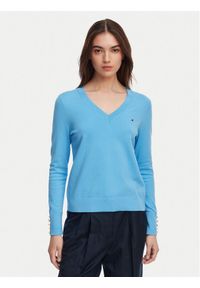 TOMMY HILFIGER - Tommy Hilfiger Sweter WW0WW40098 Niebieski Regular Fit. Kolor: niebieski. Materiał: syntetyk #1