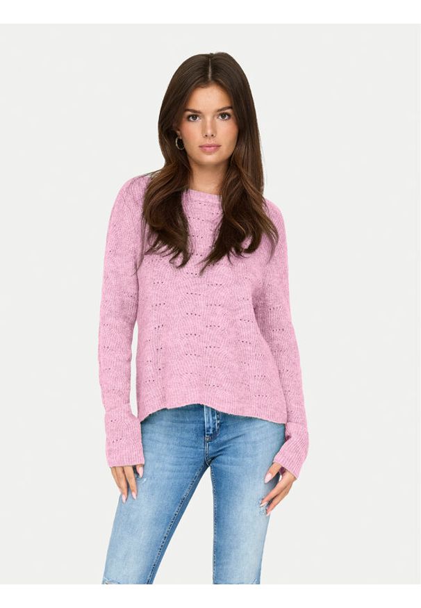 only - ONLY Sweter 15234745 Różowy Regular Fit. Kolor: różowy. Materiał: syntetyk