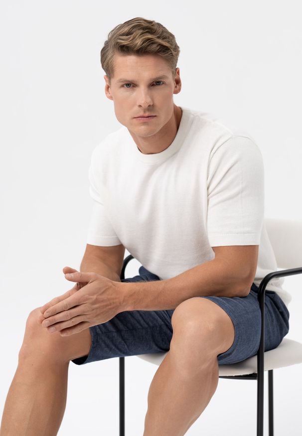 Volcano - T-shirt basic z dzianiny TM-BURRO. Materiał: dzianina. Długość rękawa: krótki rękaw. Długość: krótkie. Wzór: gładki. Styl: klasyczny