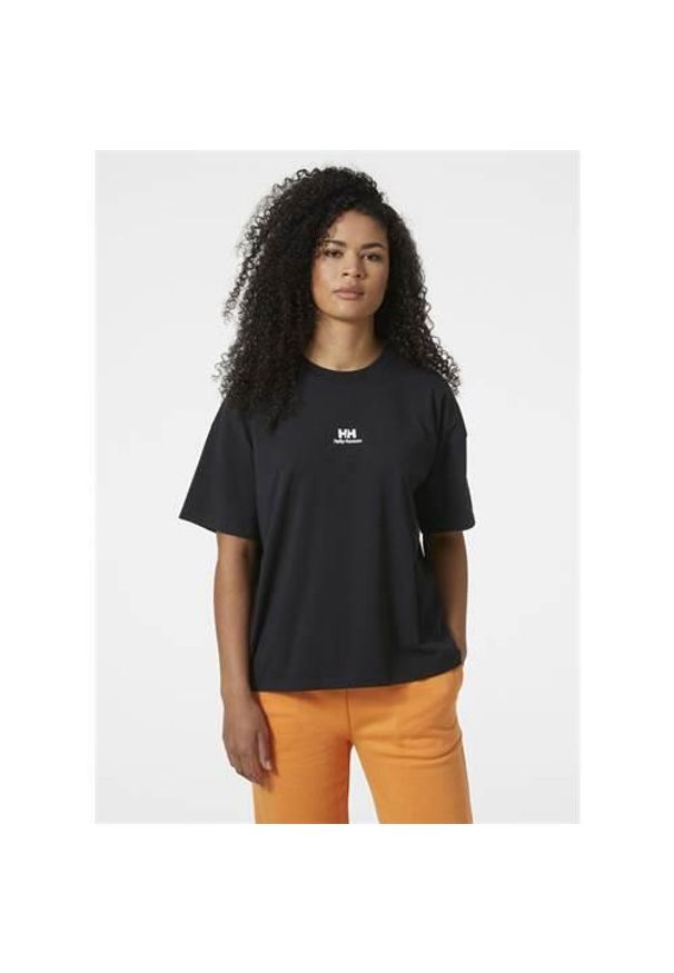 Koszulka sportowa damska Helly Hansen Patch. Kolor: czarny. Materiał: bawełna. Długość rękawa: krótki rękaw. Długość: krótkie