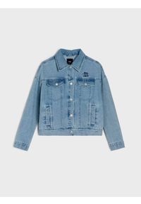 Sinsay - Jeansowa kurtka katana z efektem sprania Lilo & Stitch - niebieski. Kolor: niebieski. Materiał: jeans #1