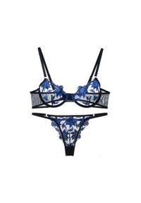 Intica - Komplet koronkowej bielizny ażurowej z biustonoszem i majtkami Dobrila. Kolor: niebieski. Materiał: koronka. Wzór: ażurowy #1