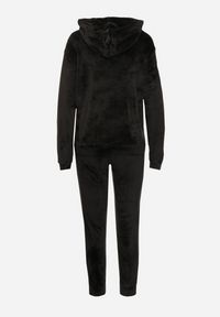 Born2be - Czarny Komplet Dresowy z Bawełną Bluza z Kapturem i Kieszenią Spodnie z Gumką w Talii Quesaria. Kolor: czarny. Materiał: bawełna, dresówka #4