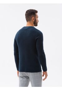 Ombre Clothing - Sweter męski bawełniany E193 - granatowy - XXL. Kolor: niebieski. Materiał: bawełna. Styl: elegancki #4