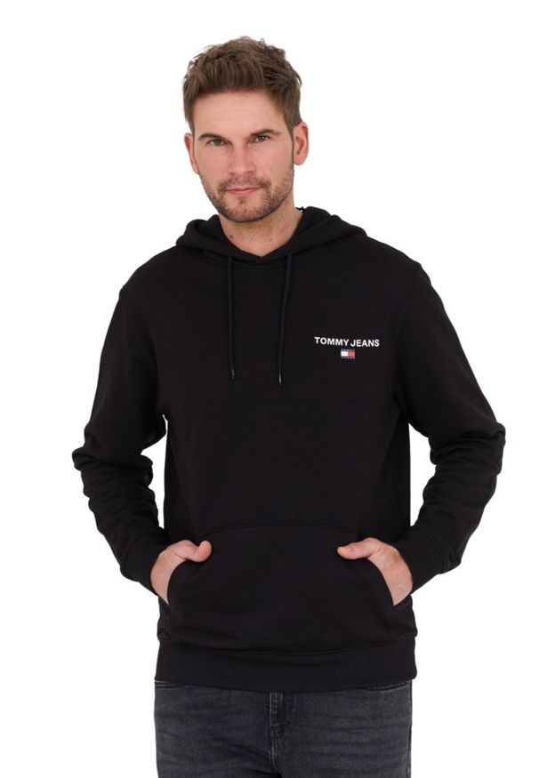 Tommy Jeans - TOMMY JEANS Czarna męska bluza z kapturem, Rozmiar S. Typ kołnierza: kaptur. Kolor: czarny