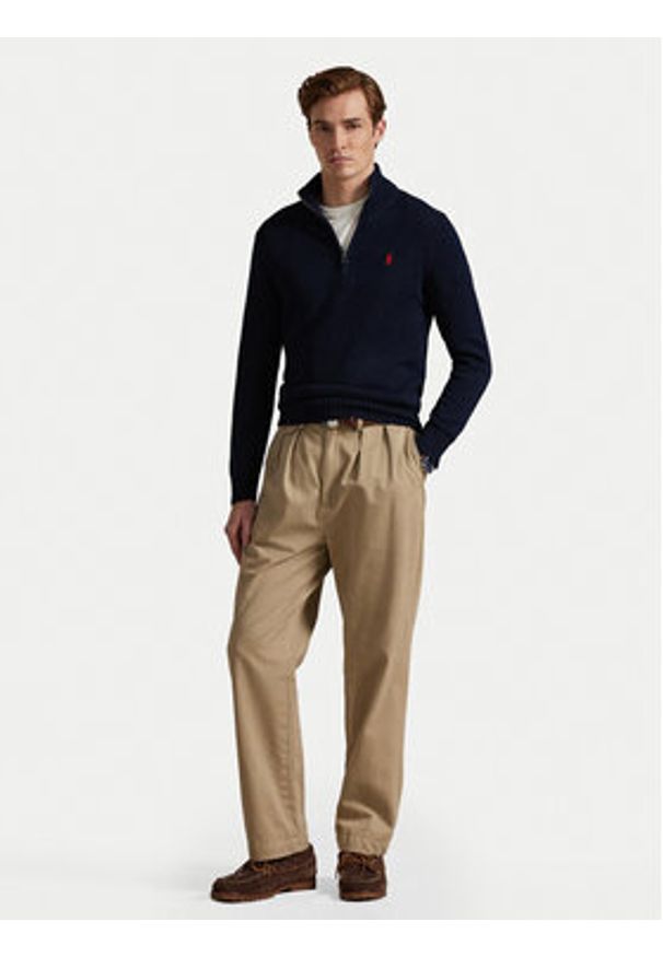 Polo Ralph Lauren Sweter 710859939002 Granatowy Regular Fit. Typ kołnierza: polo. Kolor: niebieski. Materiał: bawełna