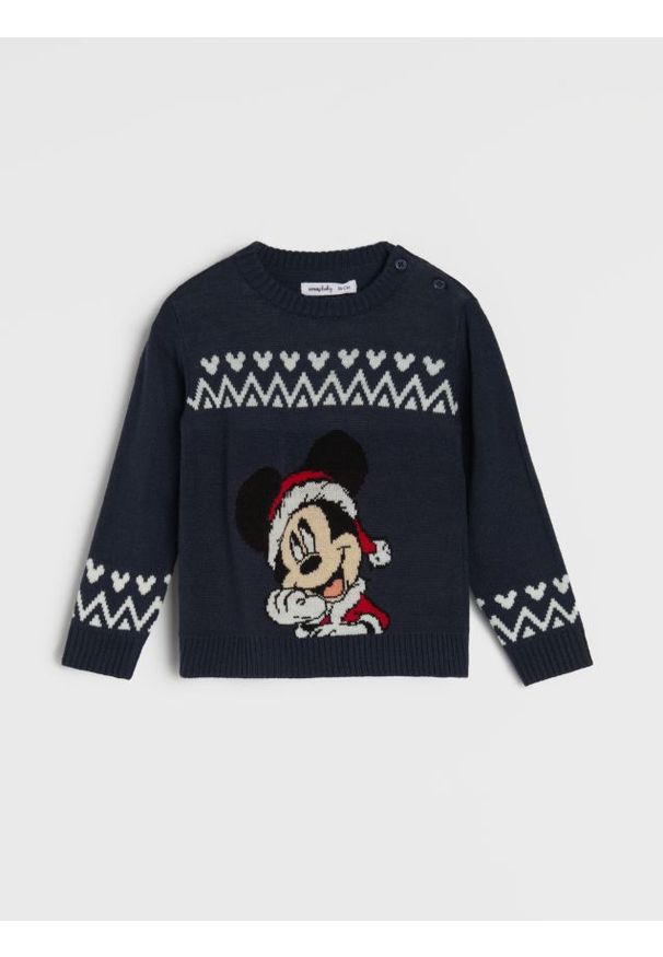Sinsay - Sweter Mickey Mouse - granatowy. Kolor: niebieski. Wzór: motyw z bajki