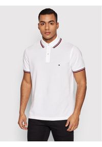 TOMMY HILFIGER - Tommy Hilfiger Polo Tipped MW0MW13080 Biały Slim Fit. Typ kołnierza: polo. Kolor: biały. Materiał: bawełna