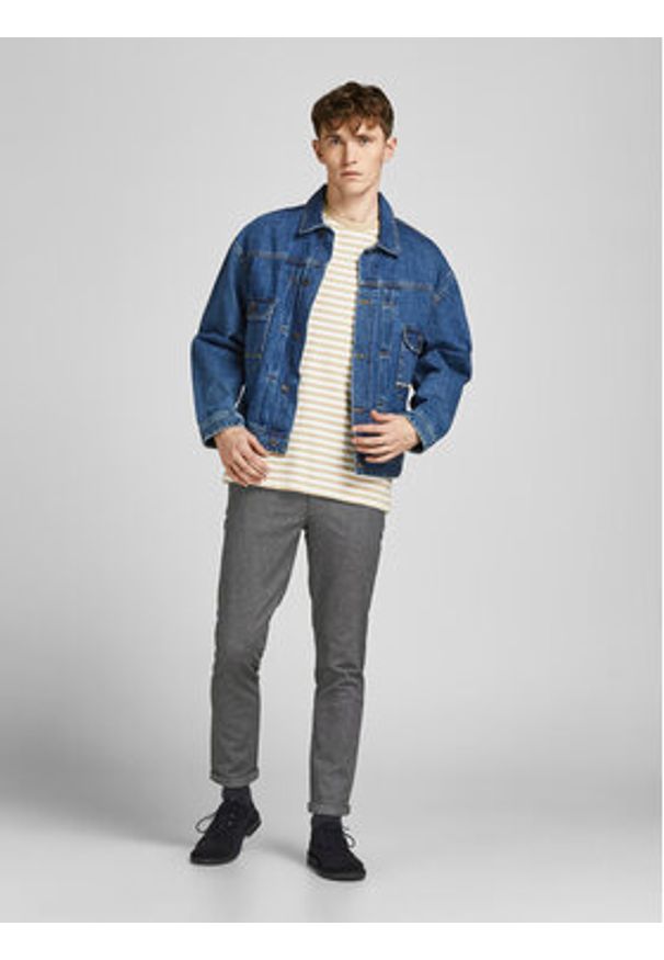 Jack & Jones Chinosy Marco 12206198 Szary Slim Fit. Kolor: szary. Materiał: bawełna
