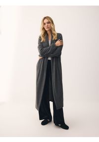 Reserved - Kardigan z dodatkiem wiskozy - jasnoszary. Kolor: szary. Materiał: wiskoza