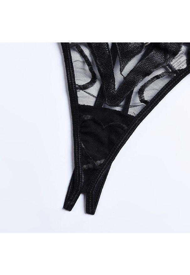 Intica - Haftowany komplet bielizny z regulowanymi ramiączkami Le. Kolor: czarny. Materiał: materiał. Wzór: haft