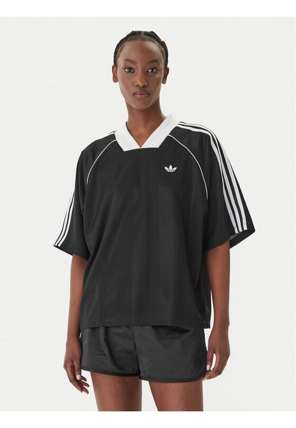 Adidas - adidas T-Shirt 3-Stripes Jaquard KD2904 Czarny Oversize. Kolor: czarny. Materiał: syntetyk