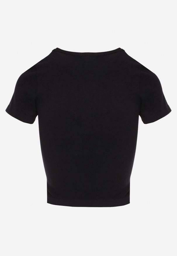 Born2be - Czarny Gładki T-shirt o Krótszym Kroju Errora. Okazja: na co dzień. Kolor: czarny. Materiał: jeans, materiał. Długość: krótkie. Wzór: gładki. Styl: casual