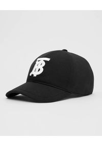 Burberry - BURBERRY - Czarna czapka z monogramem. Kolor: czarny. Materiał: bawełna. Wzór: haft #7