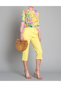 MOSCHINO - Żółte spodnie. Kolor: żółty. Materiał: materiał. Styl: elegancki #5