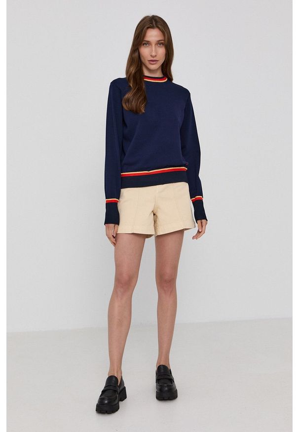 Victoria Victoria Beckham - Sweter. Okazja: na co dzień. Kolor: niebieski. Materiał: dzianina. Długość rękawa: długi rękaw. Długość: długie. Styl: casual