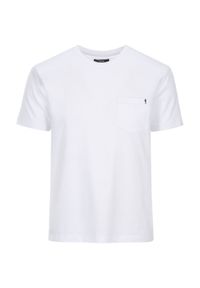 Ochnik - Biały basic T-shirt męski. Kolor: biały. Materiał: bawełna. Długość: krótkie
