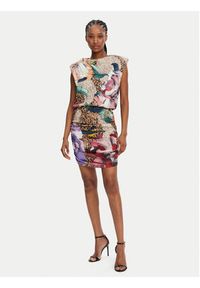 Just Cavalli Sukienka koktajlowa 78PAOE01 Kolorowy Slim Fit. Materiał: bawełna. Wzór: kolorowy. Styl: wizytowy #3