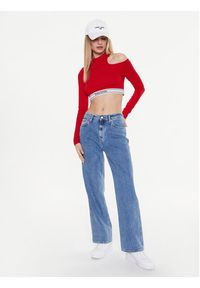 Tommy Jeans Bluzka Tjw Logo DW0DW14893 Czerwony Slim Fit. Kolor: czerwony. Materiał: bawełna #4